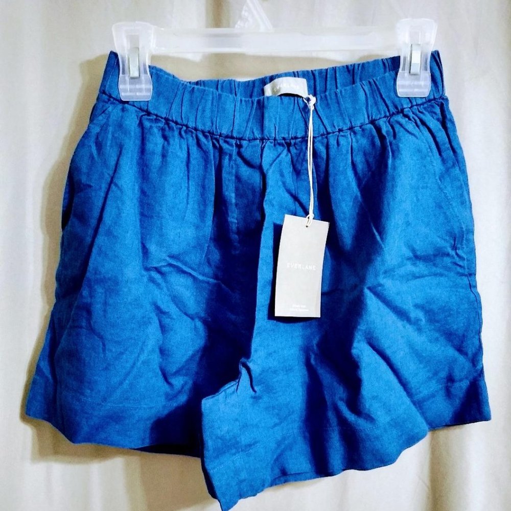 Everlane The Linen Boxer Short Size SM Color Blue  NWT